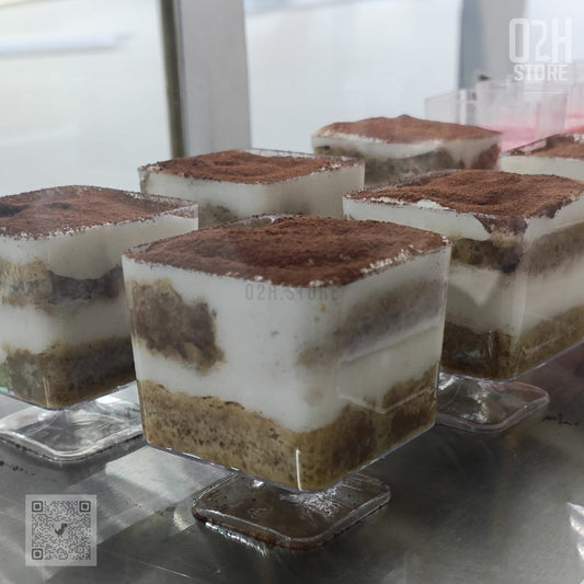 Premium Transparent Square Stand Dessert Cup – 100 ml