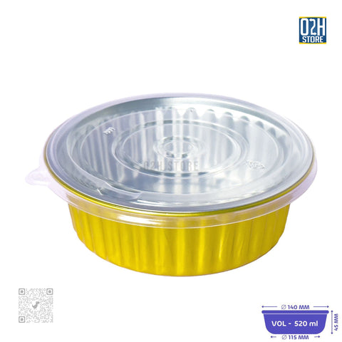 520 ml Gold Round Aluminium Containers with Lid | Pack of 500