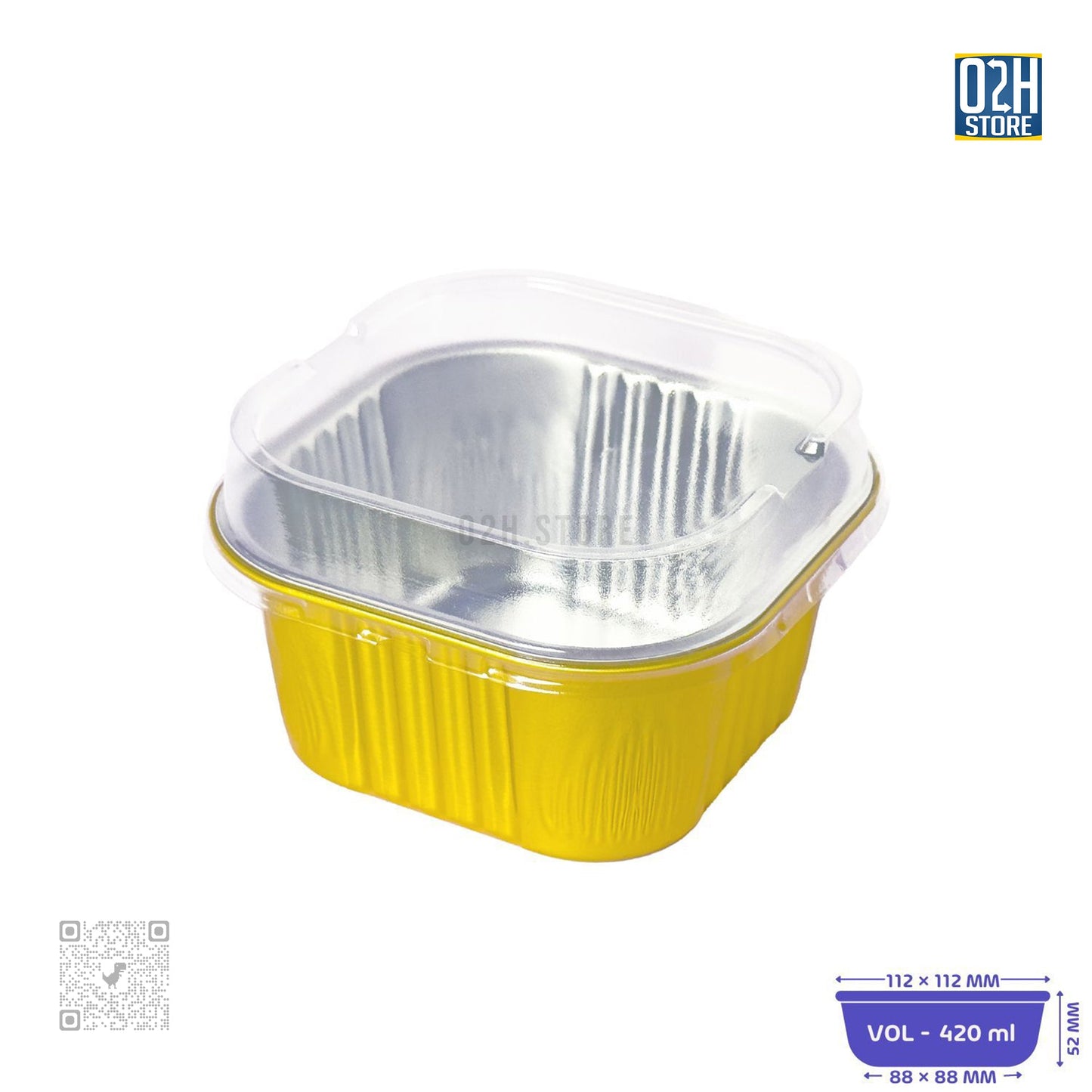 420ml Gold Square Containers with Lid β 500 pcs