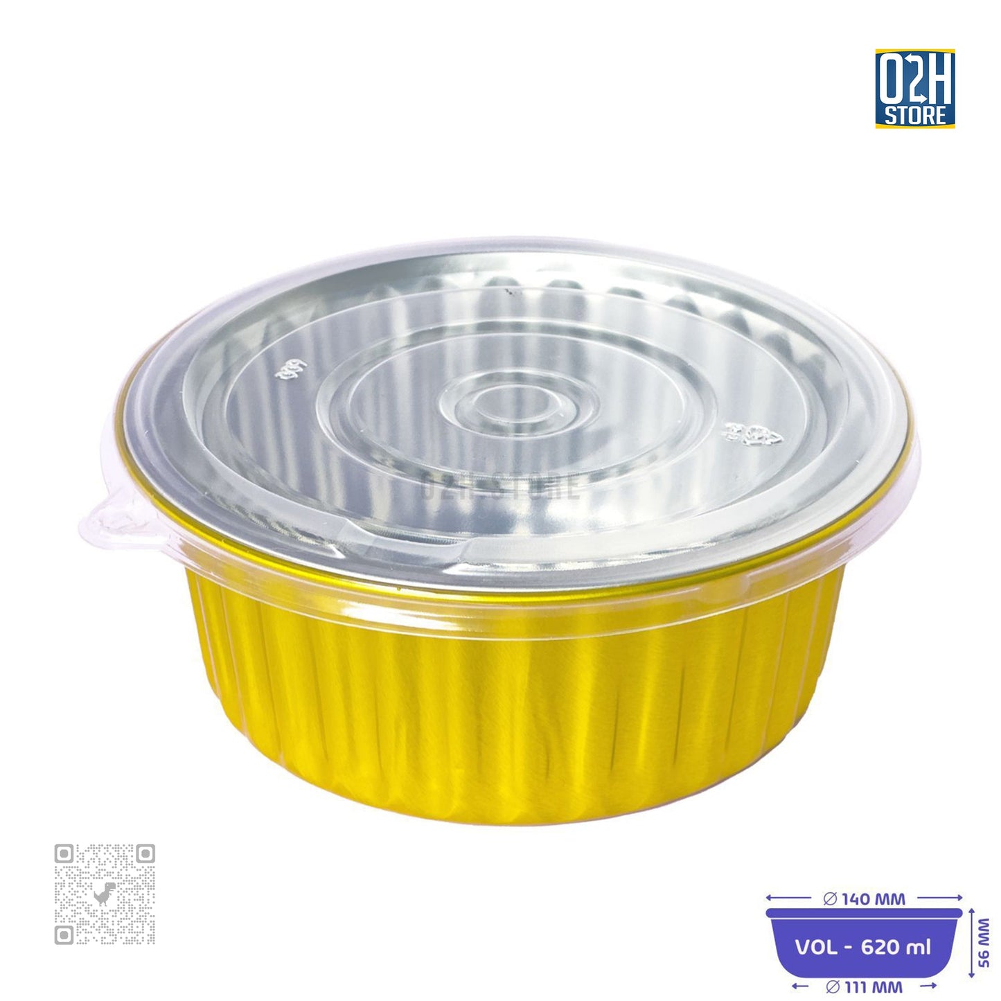 620 ml Gold Round Aluminium Containers with Lid | Pack of 500