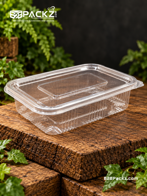 600ml Transparent Hinged Box – Flat Style