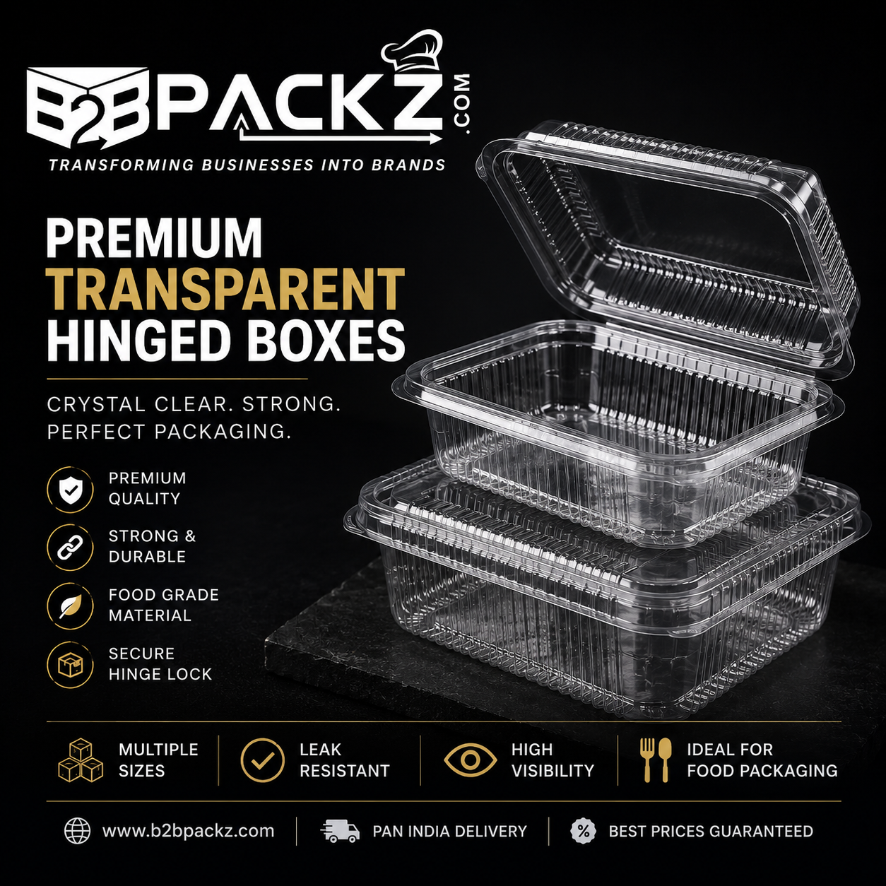 Clear PET Hinged Box