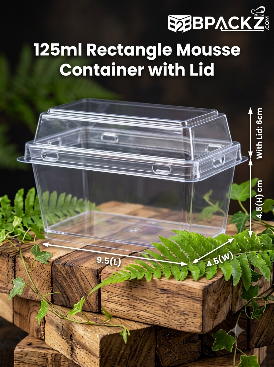 125ml Rectangle Mousse Container with Lid