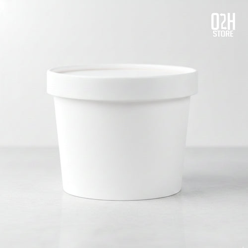 (750 ml) Premium white paper container with lid - leak proof