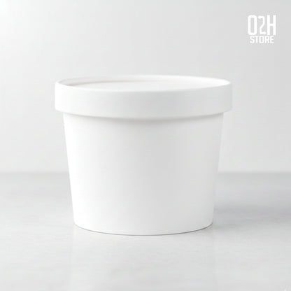 (250 ml) Premium white paper container with lid - leak proof