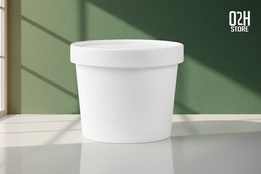 (250 ml) Premium white paper container with lid - leak proof