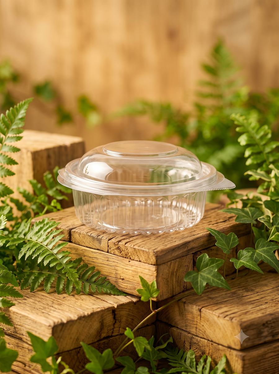 8oz (250 ml) Round Clear Bakery Container with Lid | For Donuts & Mini Cakes