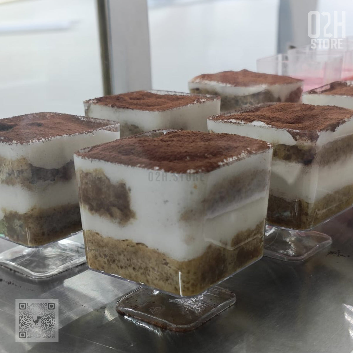 Premium Transparent Square Stand Dessert Cup – 100 ml