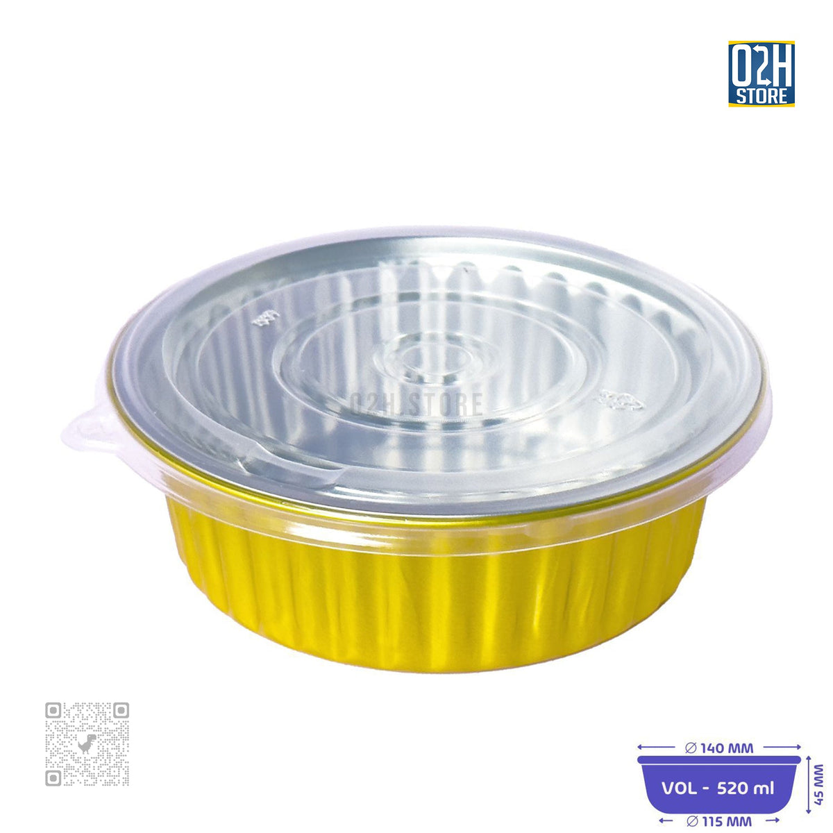 520 ml Gold Round Aluminium Containers with Lid | Pack of 500