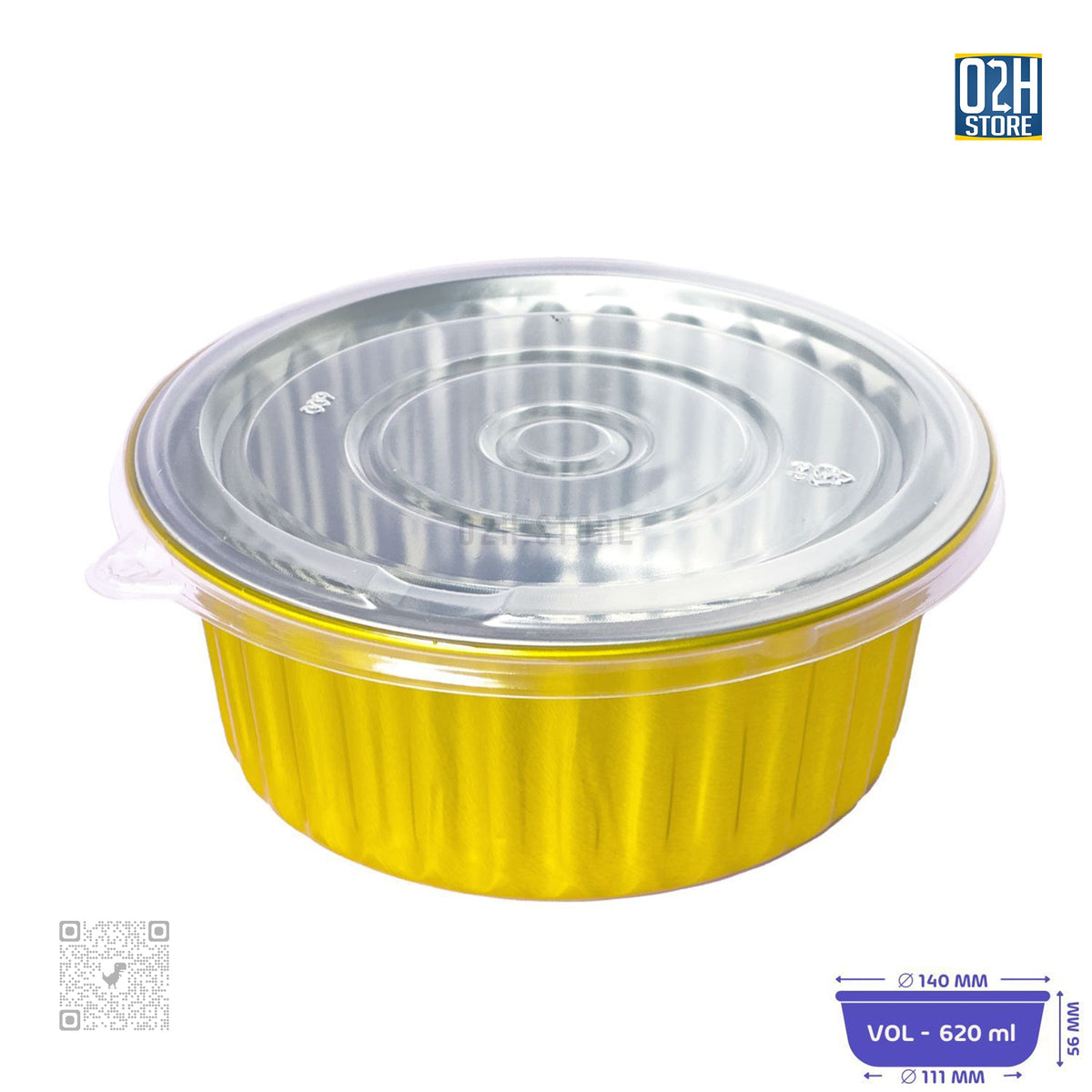 620 ml Gold Round Aluminium Containers with Lid | Pack of 500