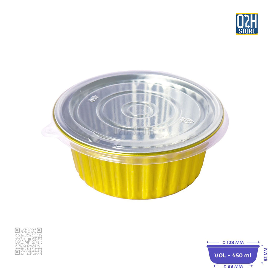 450 ml Gold Round Aluminium Containers with Lid | Pack of 500