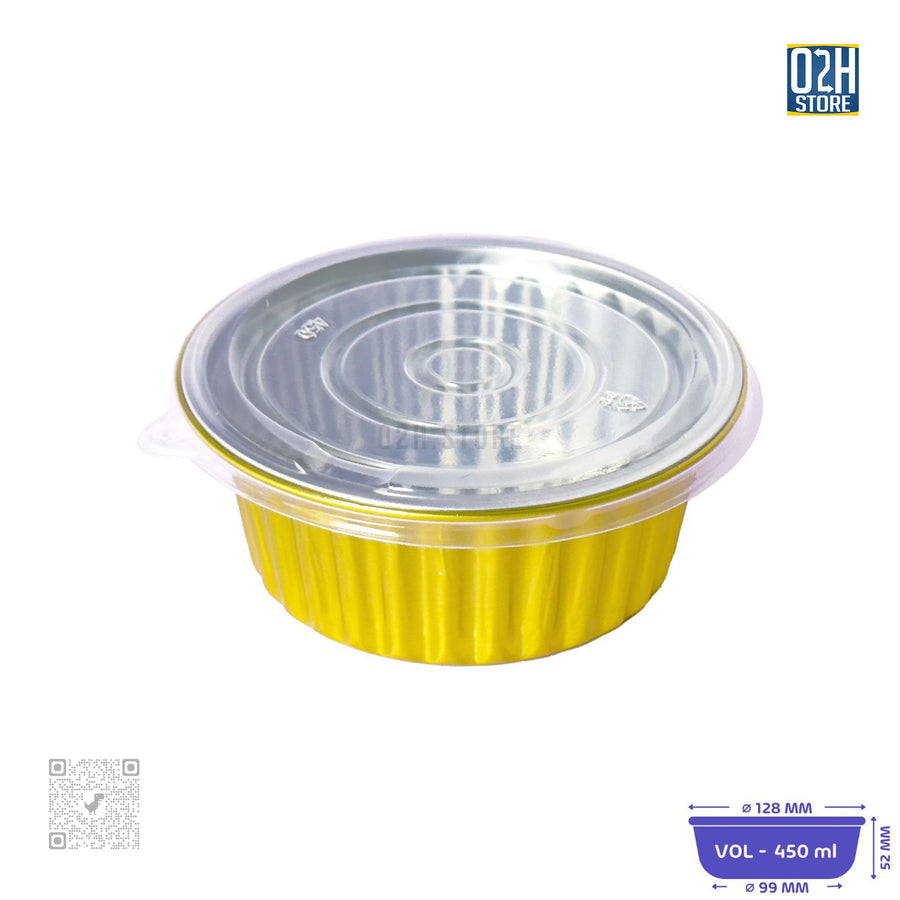 450 ml Gold Round Aluminium Containers with Lid | Pack of 500