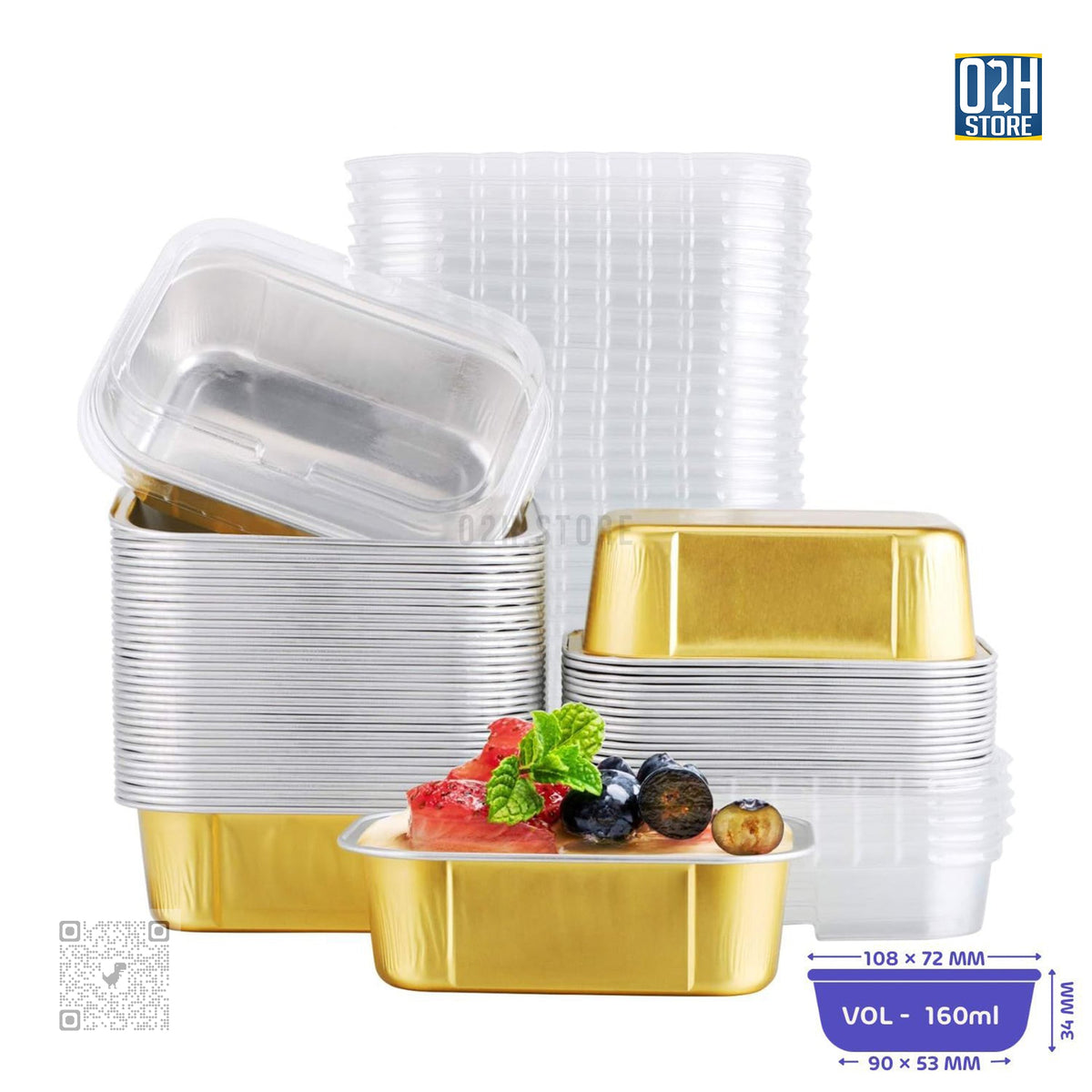 Gold Rectangular Trays 160ml – 2000 Pack