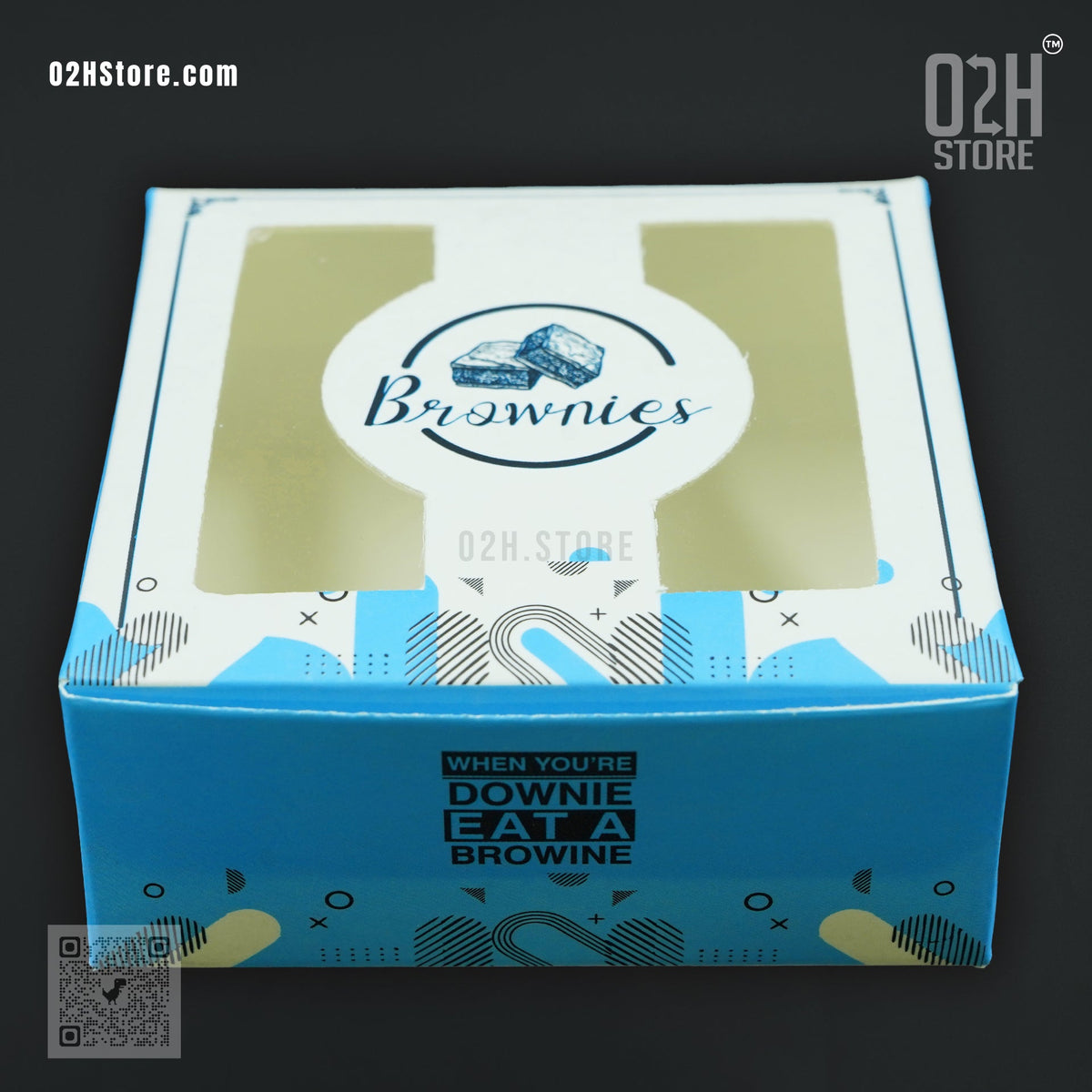Premium Brownie Box Blue ( L:9, W:9, H:4 cm )