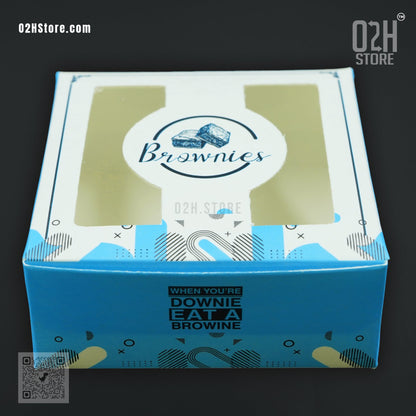 Premium Brownie Box Blue ( L:9, W:9, H:4 cm )