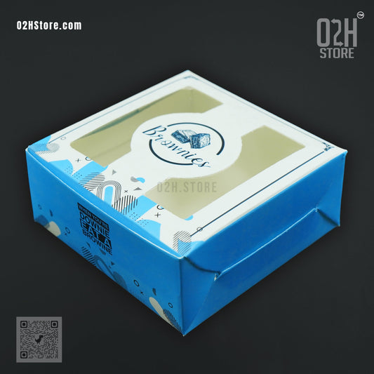 Premium Brownie Box Blue ( L:9, W:9, H:4 cm )
