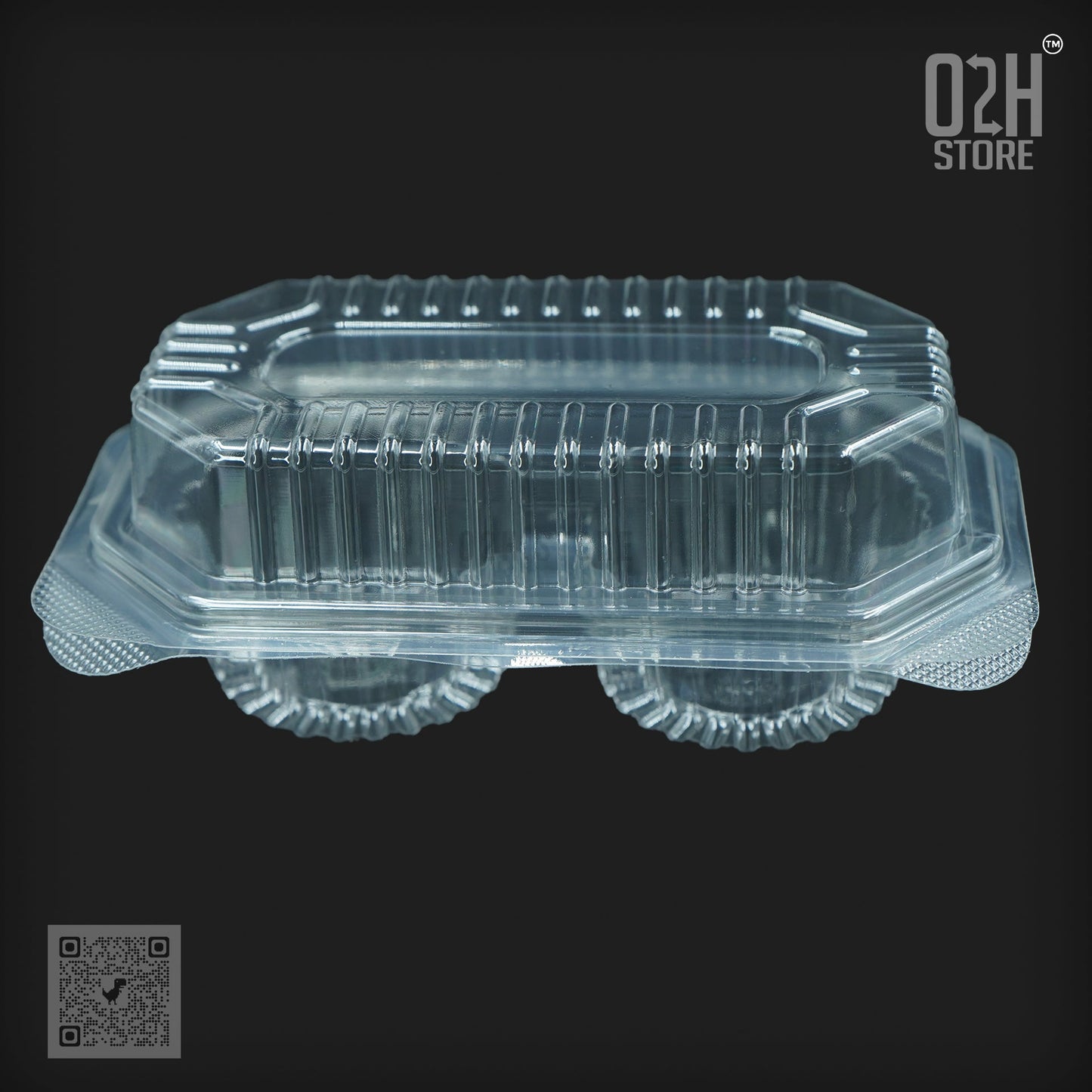 2 Compartment Clear Muffin Hinged Box