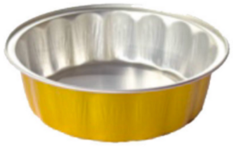 420ml Round Aluminium Food Containers with Gold Base & Lids | 500 Pcs