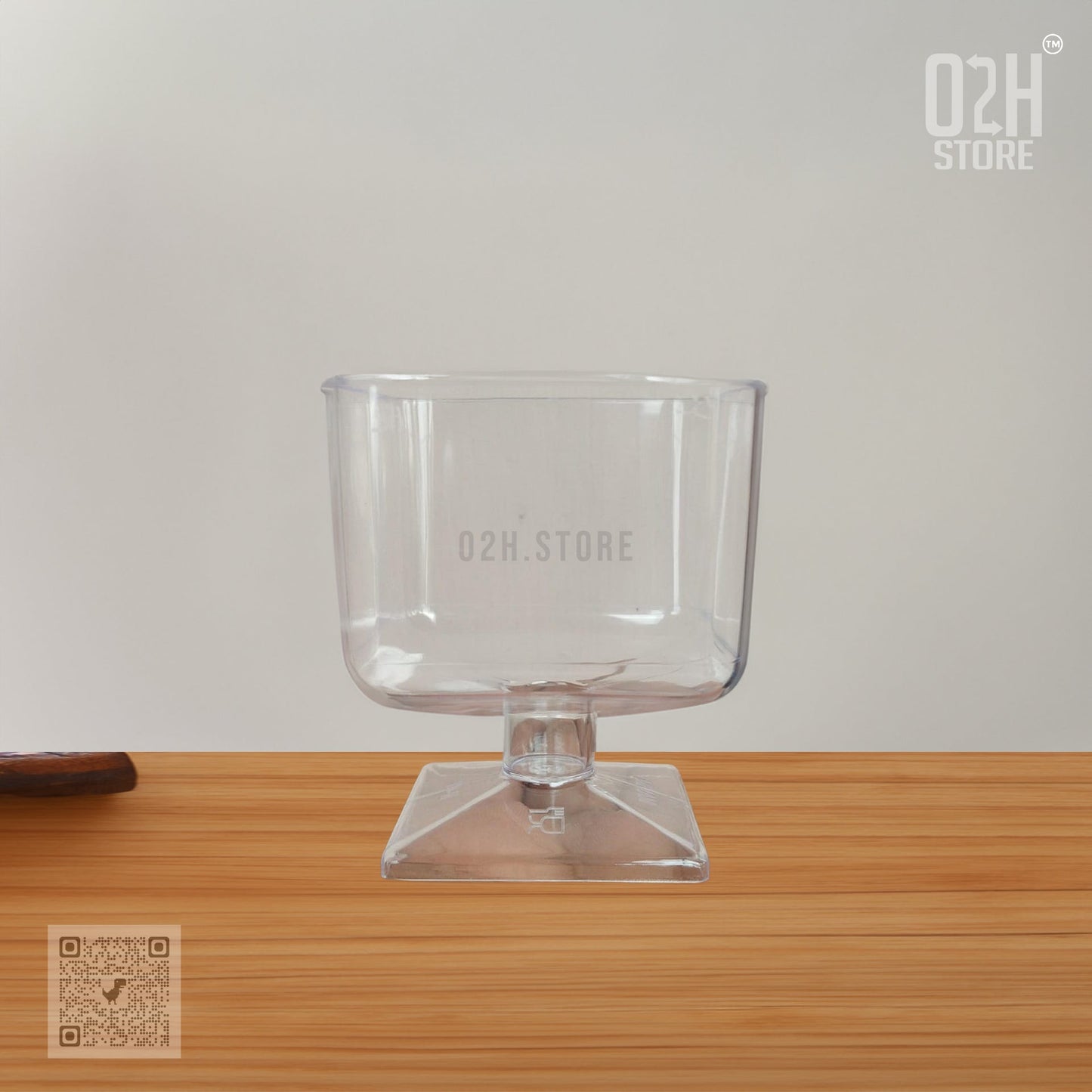 Premium Transparent Square Stand Dessert Cup – 100 ml