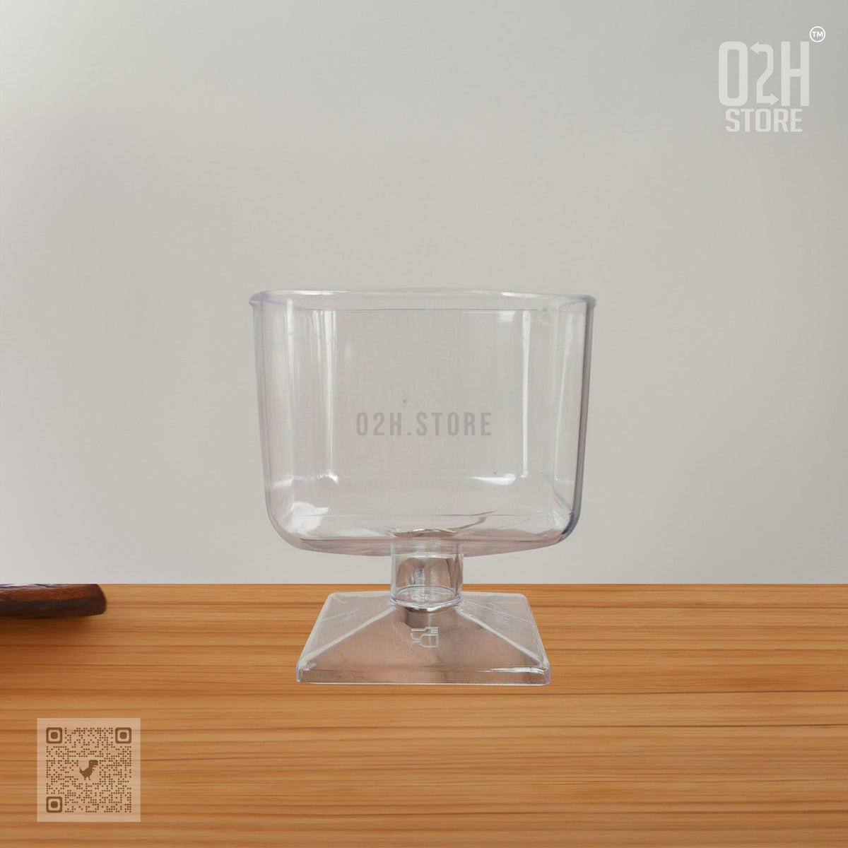 Premium Transparent Square Stand Dessert Cup – 100 ml