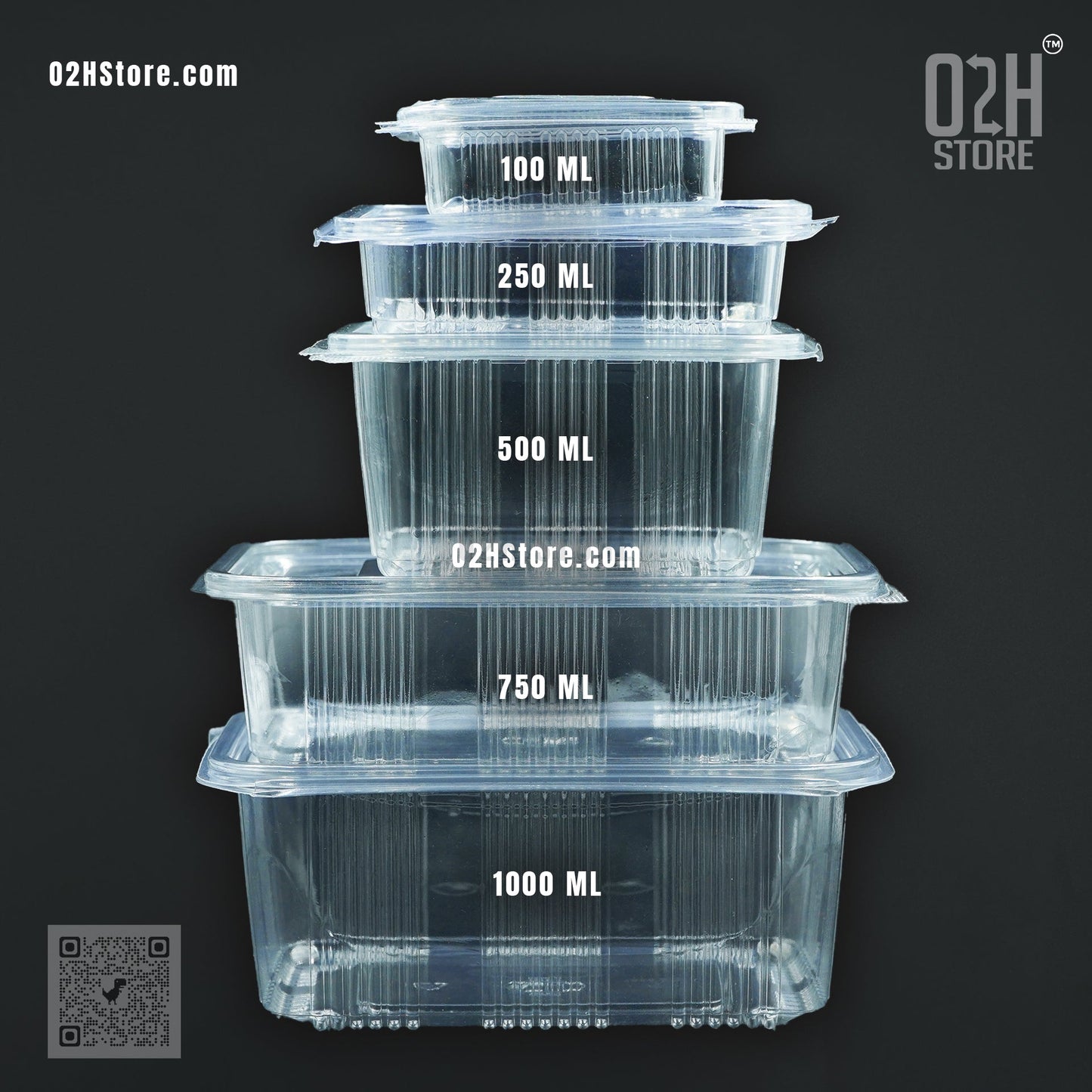 500 ml Transparent Hinged Boxes
