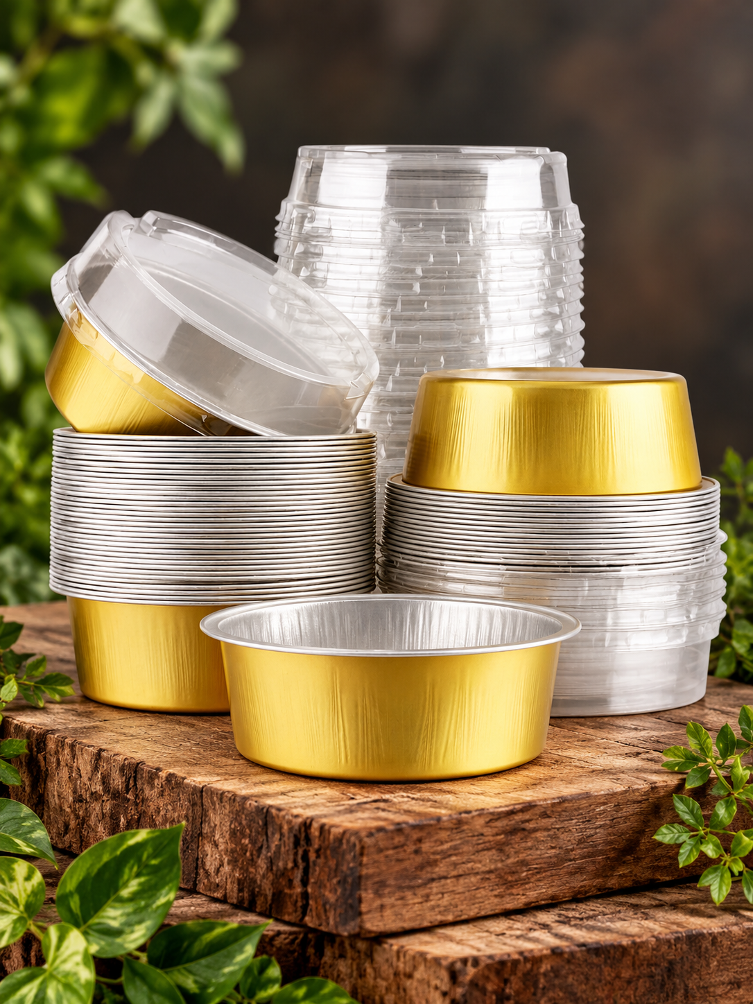 150ml Round Gold Containers with Lids – 2000