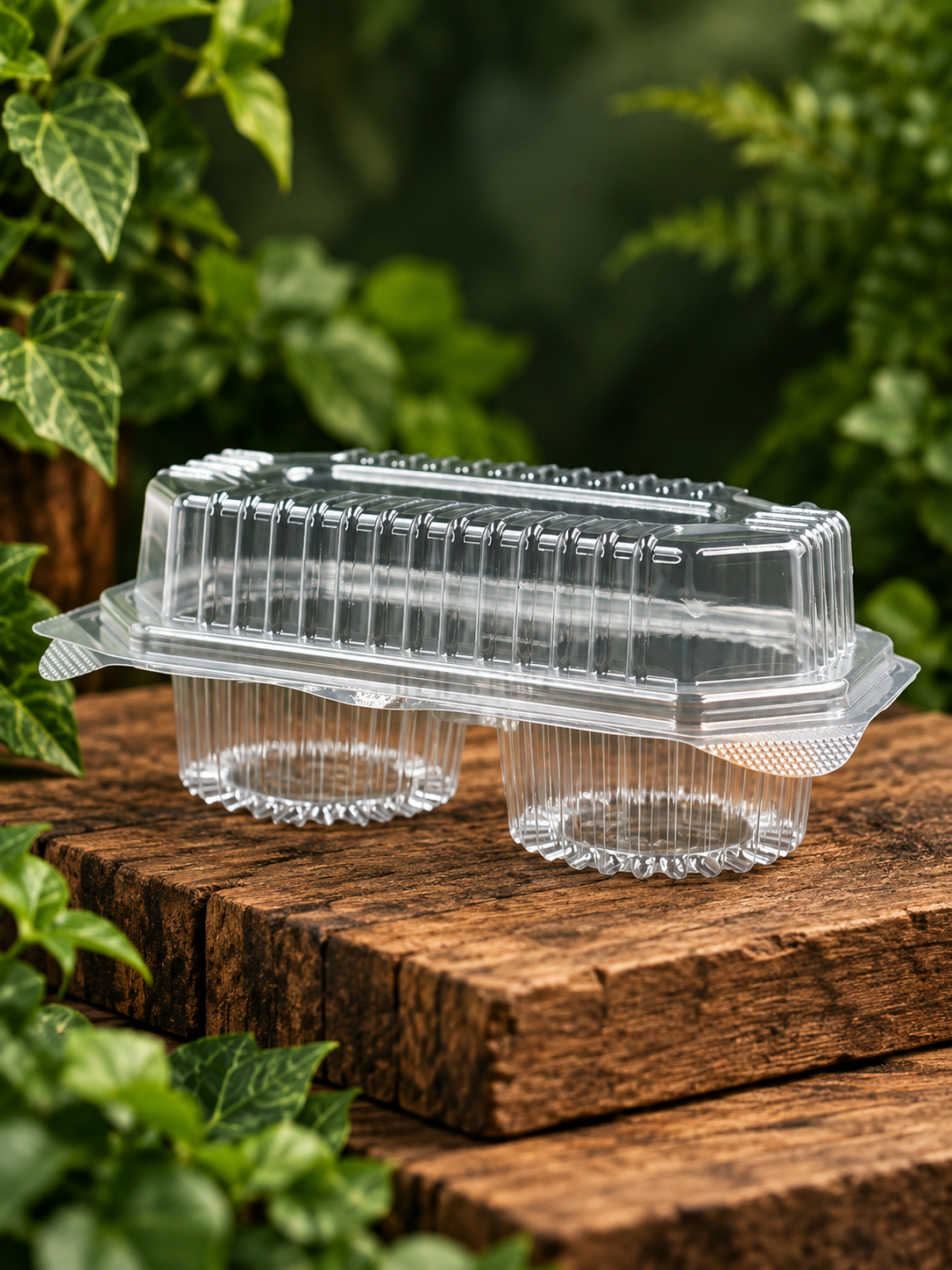 2 Compartment Clear Muffin Hinged Box
