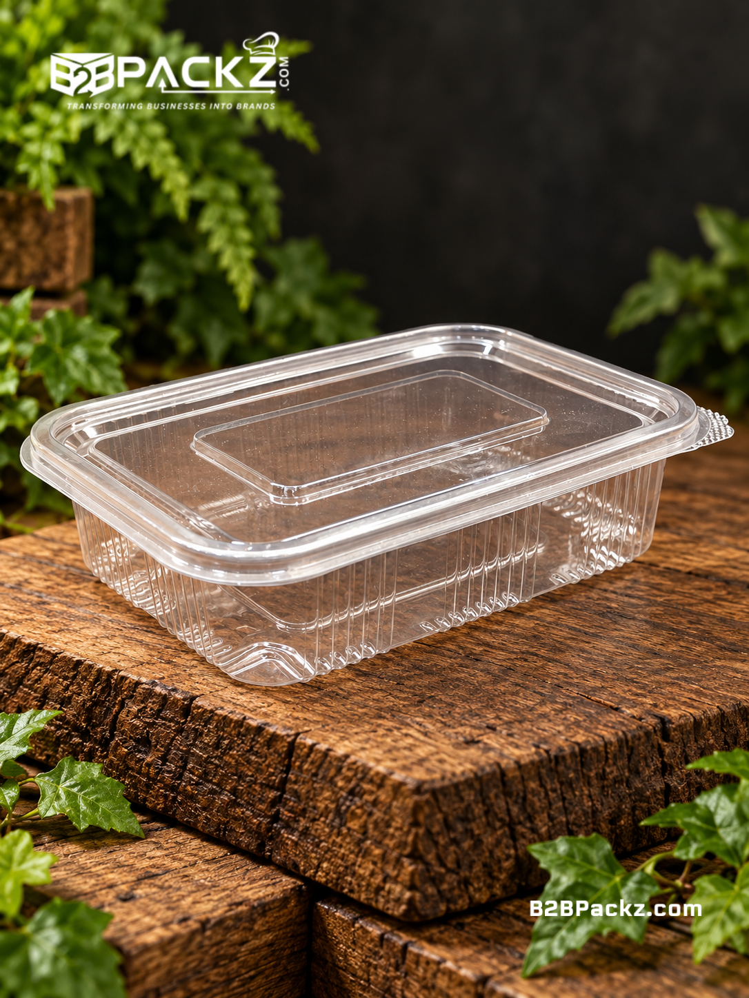 600ml Transparent Hinged Box – Flat Style