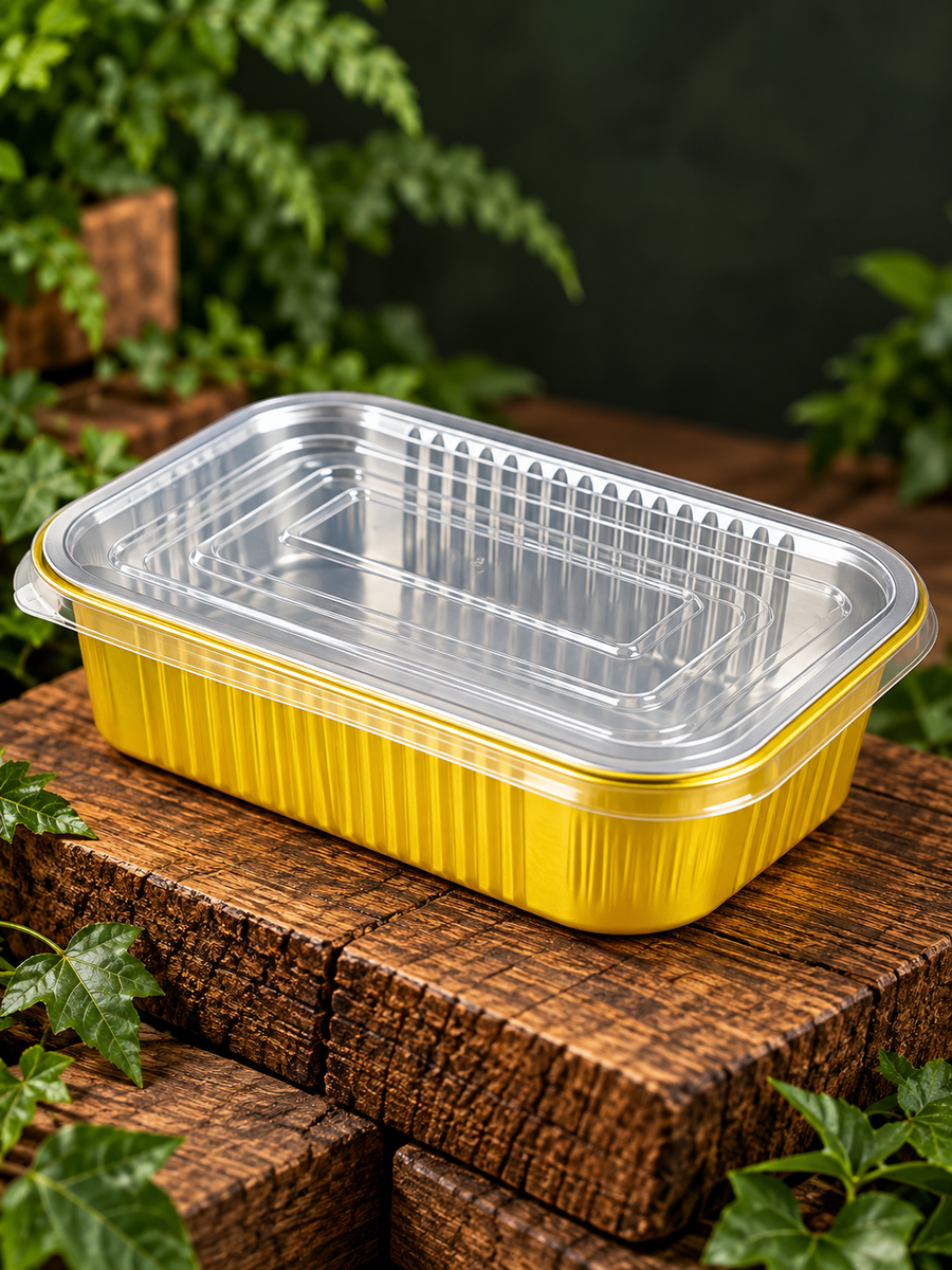 930 ml Rectangle Gold base Aluminium Containers – 500 pcs