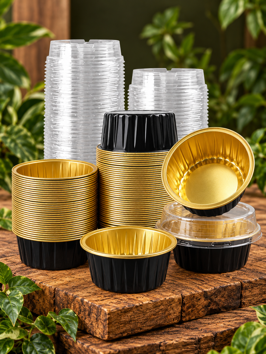 125ml Black Foil Containers with Lid – 2000
